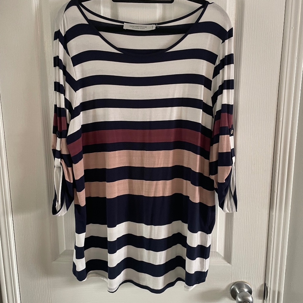 5 for $12. Contemporaine light weight XL striped tunic with buttoned sleeve